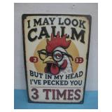 NIP Metal Rooster Sign 8' x 12'