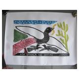 Signed J. Borges Colored Wood Cut See Info