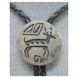 Sterling Silver Hopi Vtg. Picto Marked Bolo Tie