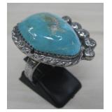 S.S. SW Hallmarked Turquoise Ring