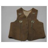 Vtg Leather Childrens Vest Sz Unknown