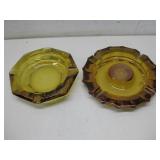 Two Vtg Glass Ash Trays