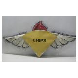 Vtg Style Metal & Wood Chips Sign 50' x 23' See
