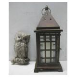 Metal Lantern & Vtg Owl Wall Decor See Info