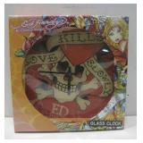 13.75' Ed Hardy Glass Clock See Info