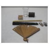 Folding Fan, Ruler, Wooden Trinket Box & More