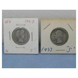 1913 Barber & 1937 Washington Quarters 90% Silver