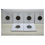 (6) Consecutive 1939-1944 Wheat Cents
