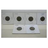 (6) Consecutive 1934-1939 Wheat Cents