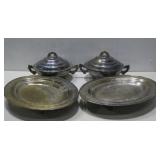 Two Vtg Serving Dishes & Two Serving Trays See
