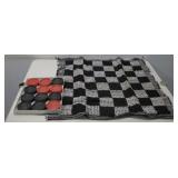 Woven Rag-Rug Checkers Game