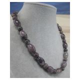 Purple Polished Beaded Necklace W/Copper