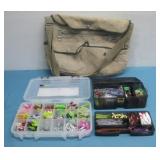 Assorted Plastic Fishing Lures, Two Tackle See