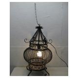 70' Vtg Decorative Iron Birdcage Electric Light