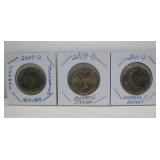 (3) XF Presidential Golden Dollar Coins