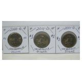 (3) Sacagawea Golden Dollar Coins -See Info