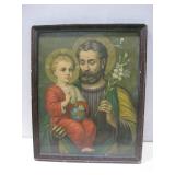 Vtg Framed Religious Painting Print See Info