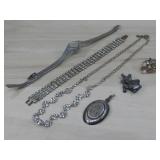 Silver Tone Bracelet, Necklace, Watch & More See