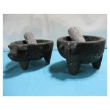 Two VTG Stone Mortar Bowl With Pestle See Info