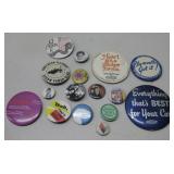 Vtg Buttons Pin Backs