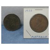 Two Australian Penny Coins