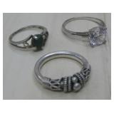 Three Sterling Silver Rings Hallmarked