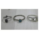 Three Sterling Silver Rings Hallmarked
