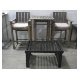 Wooden Patio Table & Chair Set & Wooden Coffee See