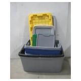 Eight Plastic Storage Bins W/ Lids See Info