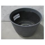 Grey Round Grooved Plastic Planter See Info