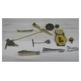 Assorted Gold Tone Pins, Money Clip & More