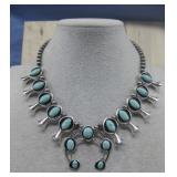 Southwestern Silver Tone Squash Blossom Necklace