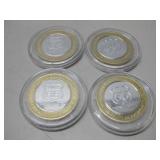 (4) Route 66 Casino Balloon $10 Gaming Tokens