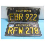 Two 1963 California License Plates See Info