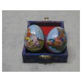 Two Metal Eggs W/Box See Info