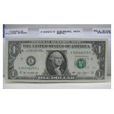 (1) One Dollar Fancy Serial Number 96% -See Info
