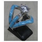 SS SW Turquoise Inlay Bridal Ring See Info