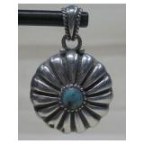 SW Sterling Silver & Turquoise Hallmarked Pendant