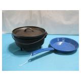 Vtg Cast Iron Dutch Oven & Vtg Enamelware See Info