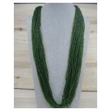Multi Stranded Green Beaded Necklace