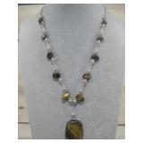 Tiger's Eye Beaded Necklace W/Barrel Clasp
