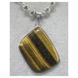 Tiger's Eye Beaded Necklace W/Barrel Clasp