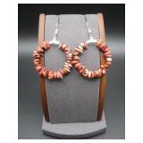Navajo Spiny Oyster Hoop Earrings By Naomi Garcia