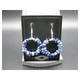 Navajo Lapis Hoop Earrings By Naomi Garcia