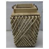 Three Rustic Woven Rope & Wood Lanterns