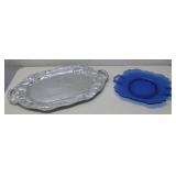 Vtg Metal Sea Shell Tray & Vtg Glass Tray See Info
