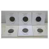 (6) Consecutive 1955-1960 Lincoln Cents