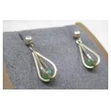 Pair Gold Tone Geometric Dangle Earrings See Info