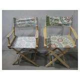 Two Folding Canvas Director Chairs 37' Tall See