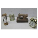 Vtg Style Sewing Machine, Hourglass & More